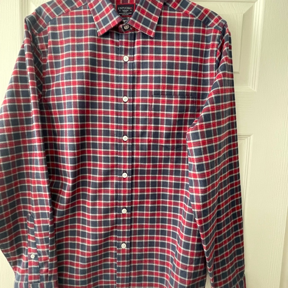 Untuckit Red and Blue Plaid Men's Shirt